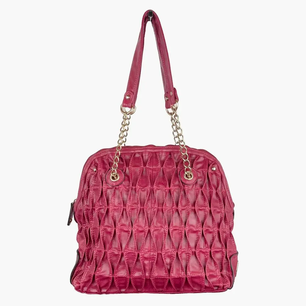 ANDREW MARC Pleated Leather Shoulder Bag (Rose Pink) - Picture 1 of 10